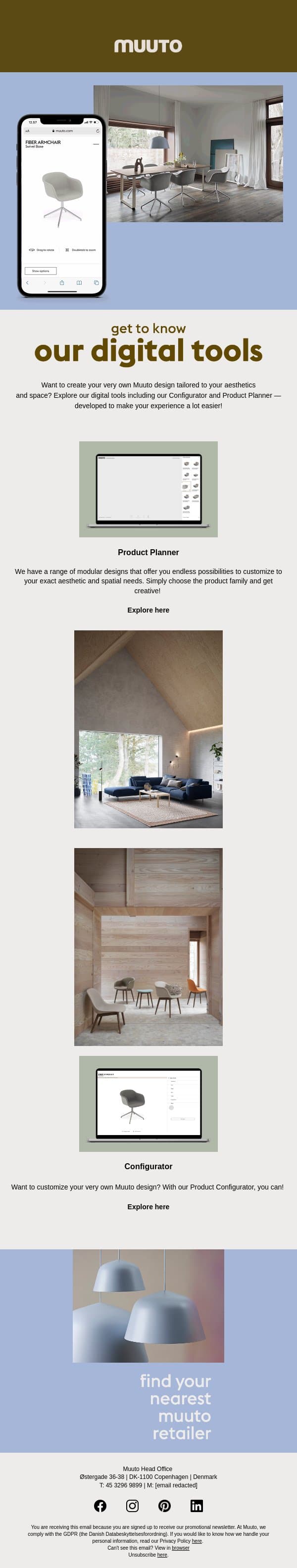 Make our designs yours email from Muuto screenshot