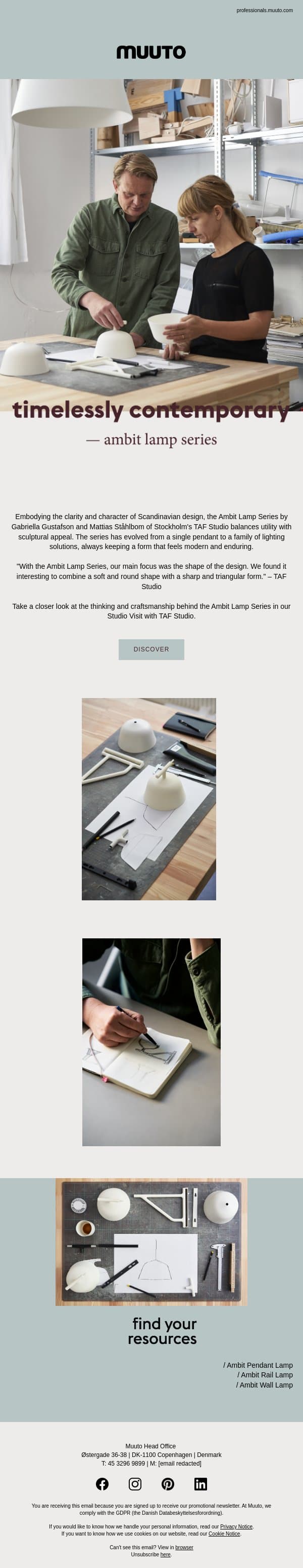 A studio visit with TAF Studio email from Muuto screenshot