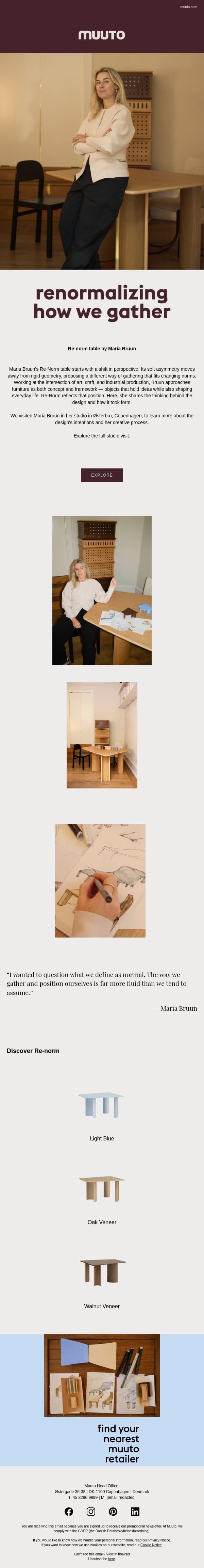 Studio Visit — Maria Bruun email from Muuto screenshot