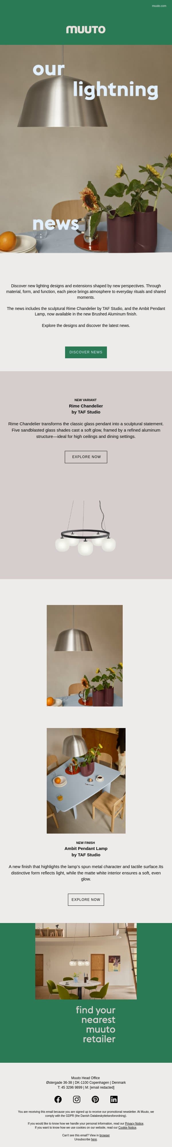 Introducing our lighting news email from Muuto screenshot