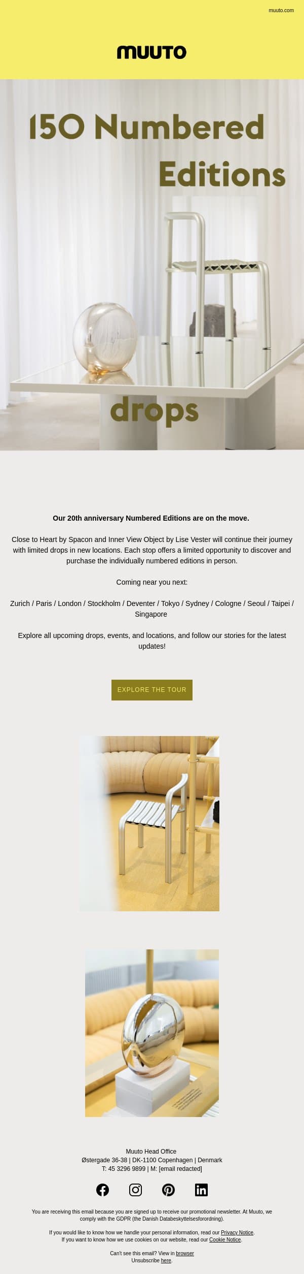 The next Numbered Editions drops email from Muuto screenshot
