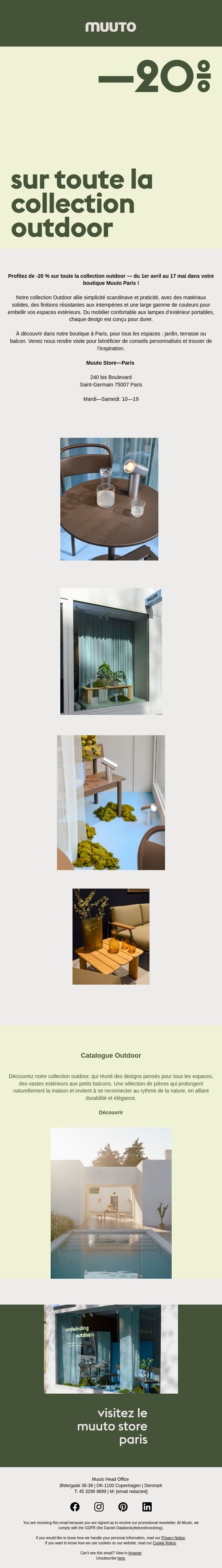 Préparez vos extérieurs pour la belle saison email from Muuto screenshot