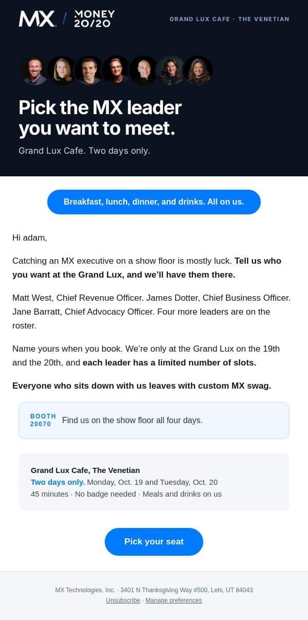 Which MX leader do you want at your table? email from MX screenshot