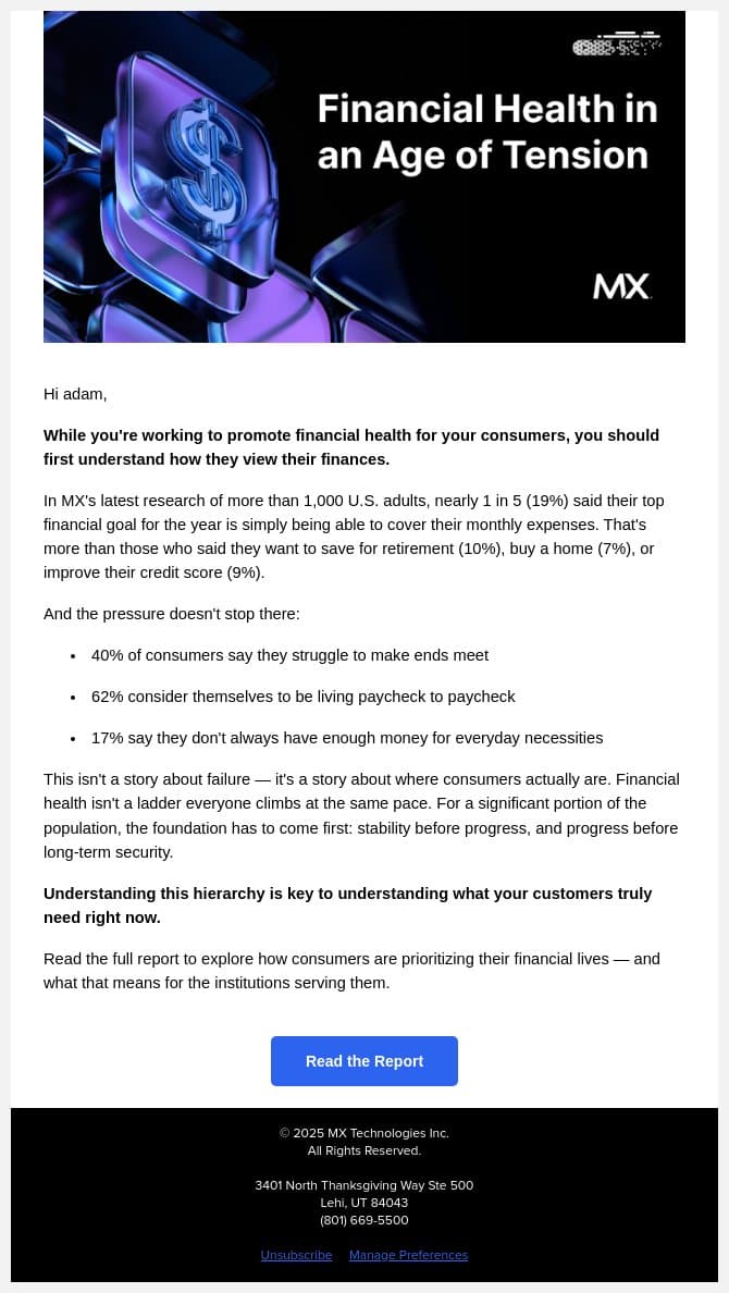 62% Are Living Paycheck to Paycheck — Here’s What That Really Means email from MX screenshot