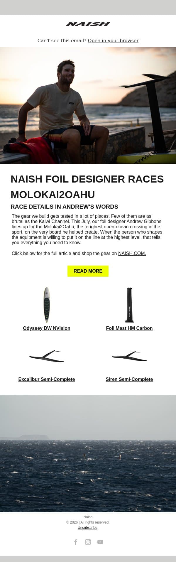 Andrew Takes On the Molokai2Oahu email from Naish screenshot