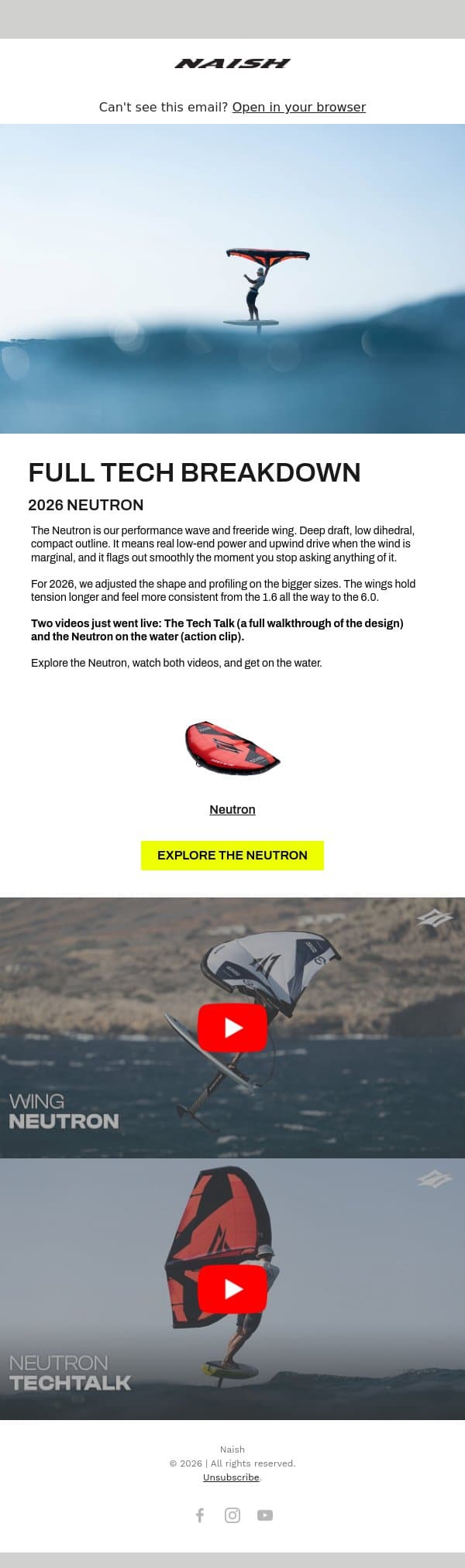 2026 Neutron - Unpacked email from Naish screenshot