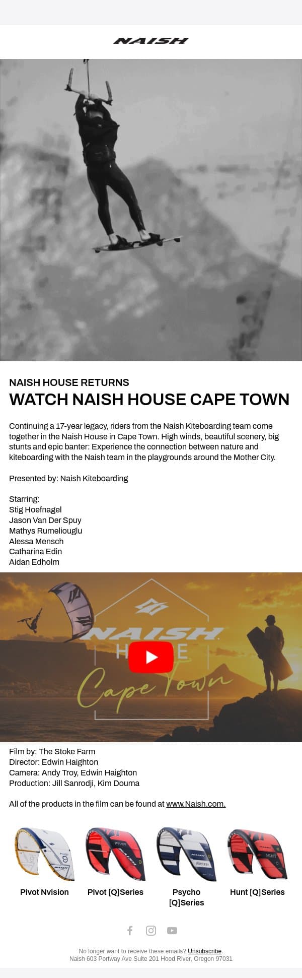 Naish House Returns: Cape Town Edition email from Naish screenshot