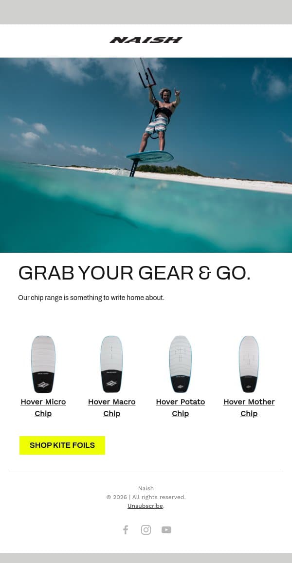 It's go time. email from Naish screenshot