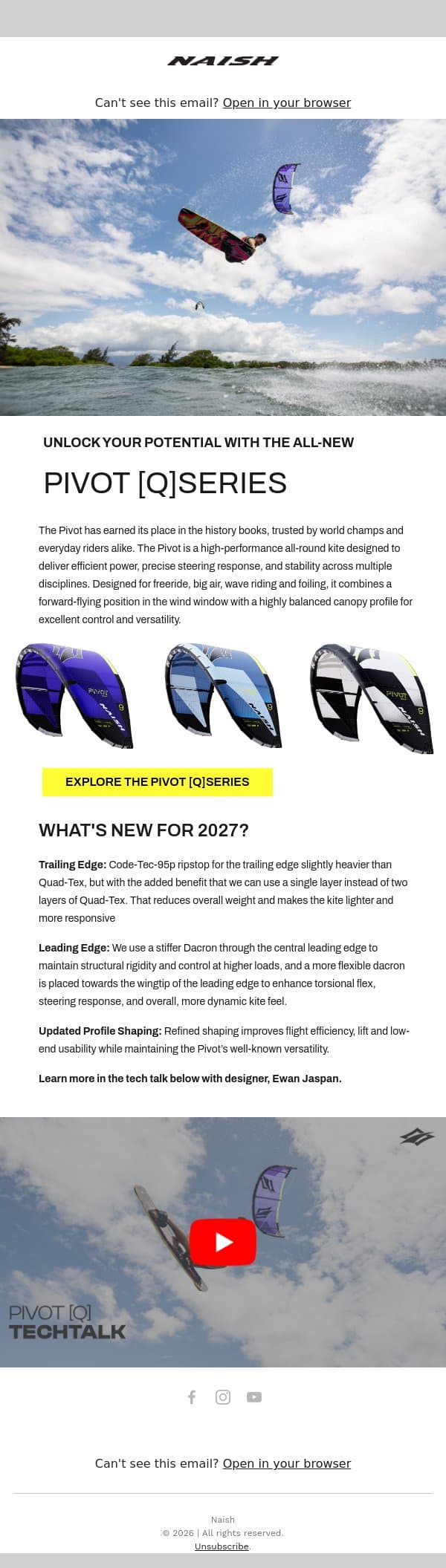 Meet the New The Pivot [Q]Series email from Naish screenshot