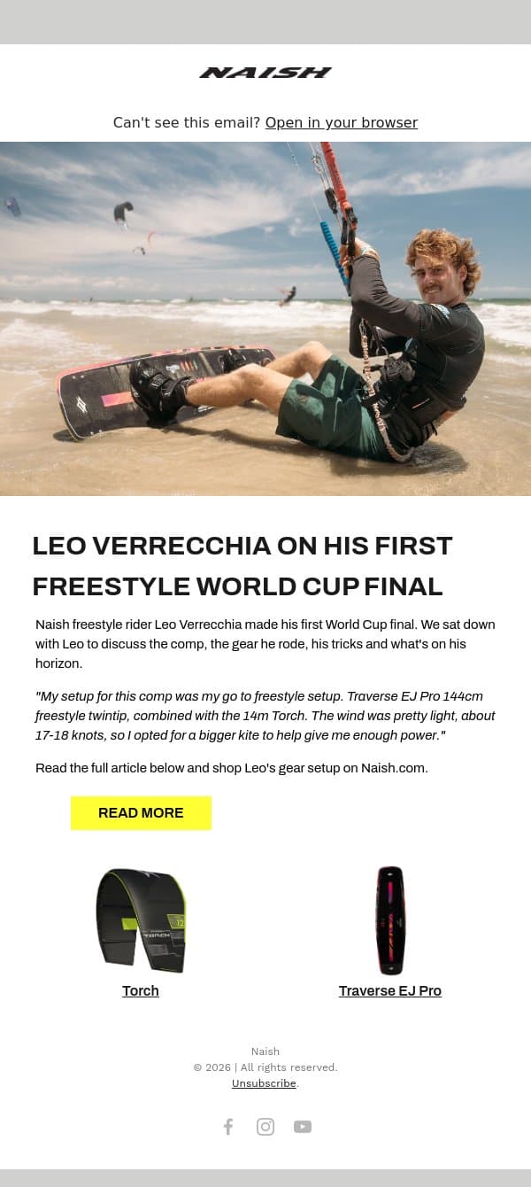 Leo Verrecchia Makes His First World Cup Final email from Naish screenshot
