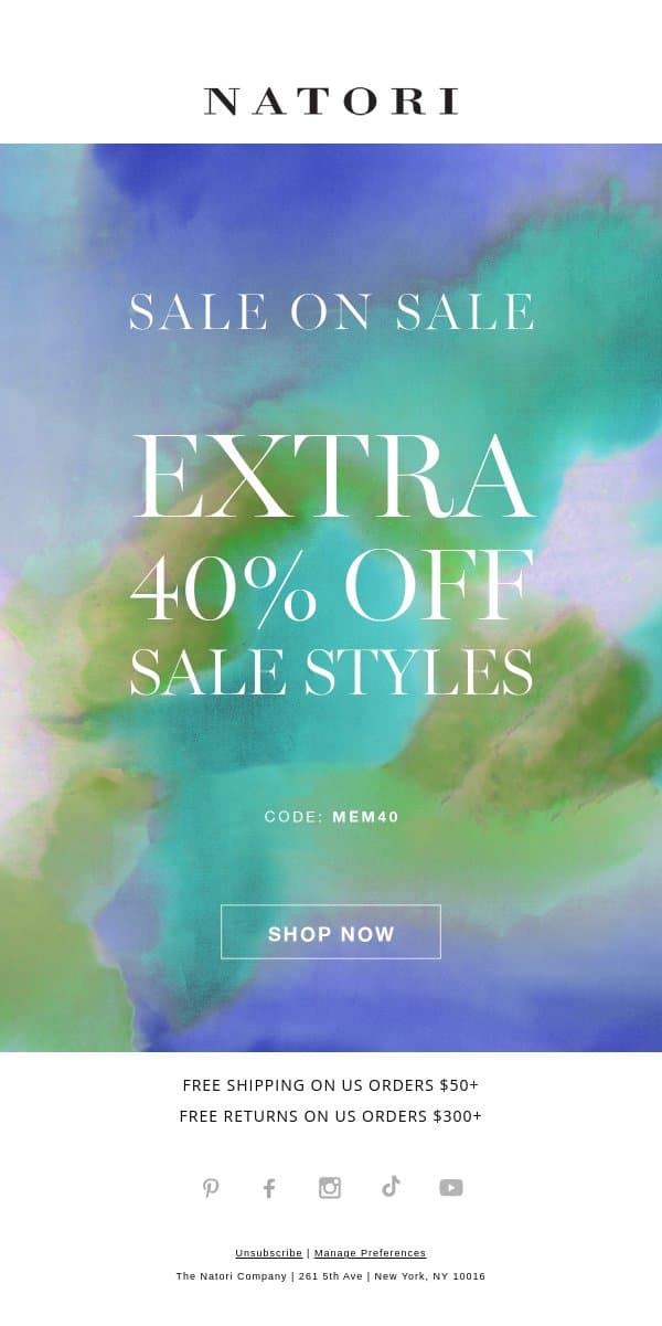 Sale on Sale: Extra 40% Off email from Natori screenshot