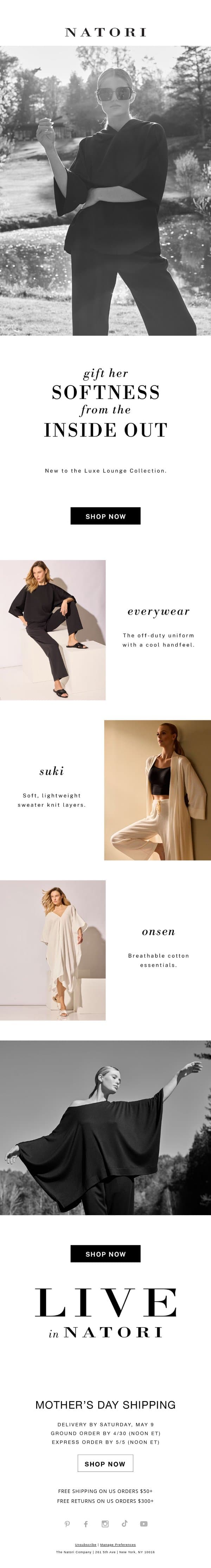 The Lounge Set She’ll Actually Live In email from Natori screenshot