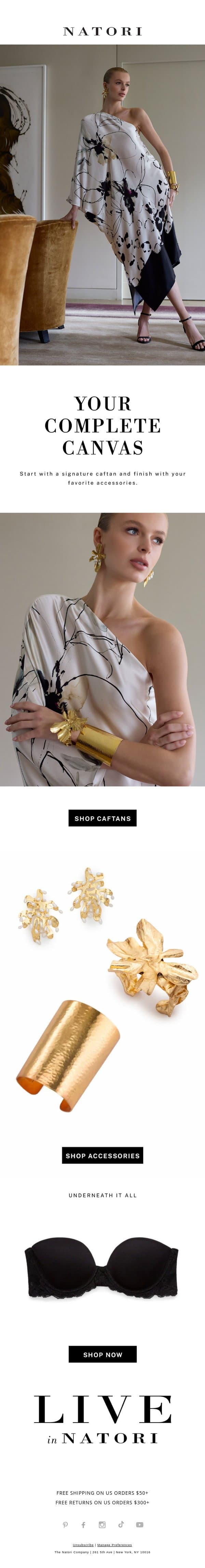 The Caftan, Made to Be Seen email from Natori screenshot