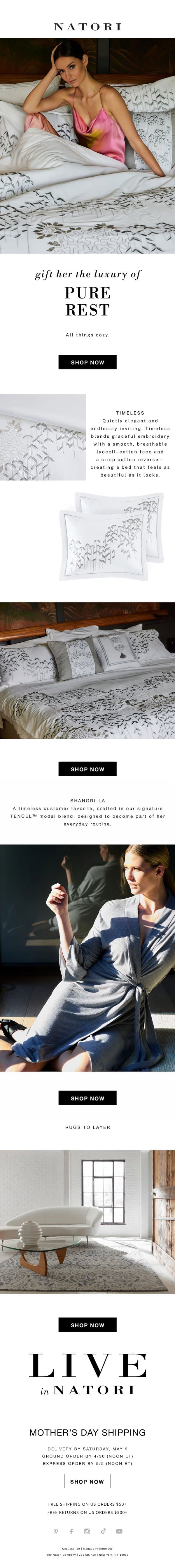 Gift Her the Luxury of Relaxation email from Natori screenshot