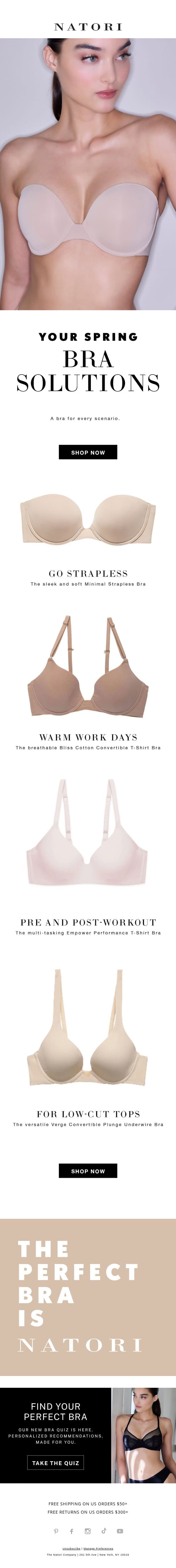 Your Spring Bra Solutions Are Here email from Natori screenshot