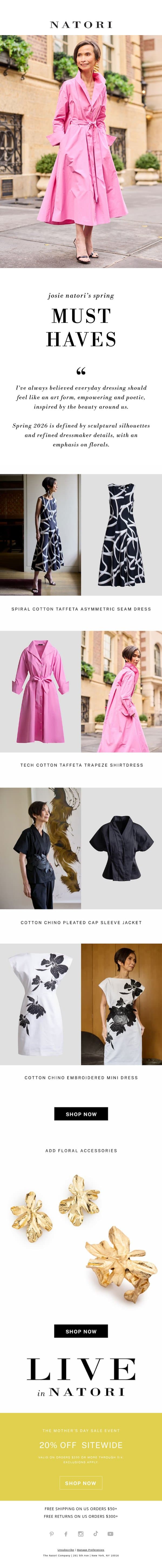 Explore Josie’s Spring Favorites email from Natori screenshot