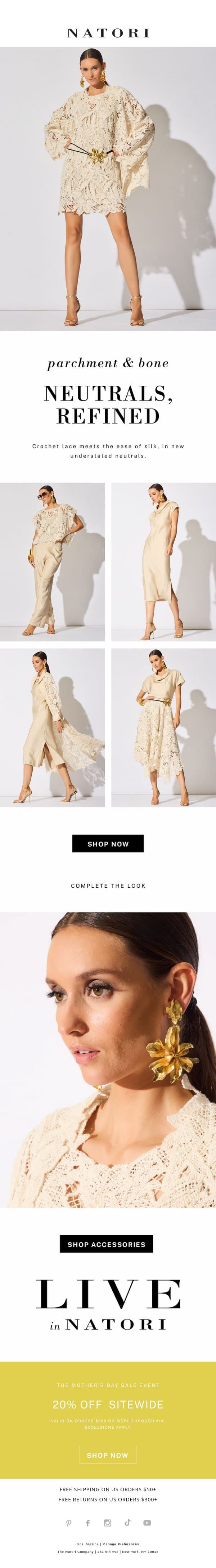 Neutrals, Elegantly Refined email from Natori screenshot