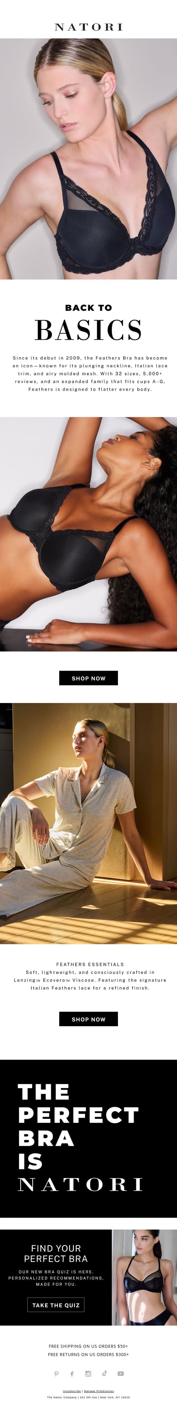 Love the Bra? Meet the Pajamas email from Natori screenshot
