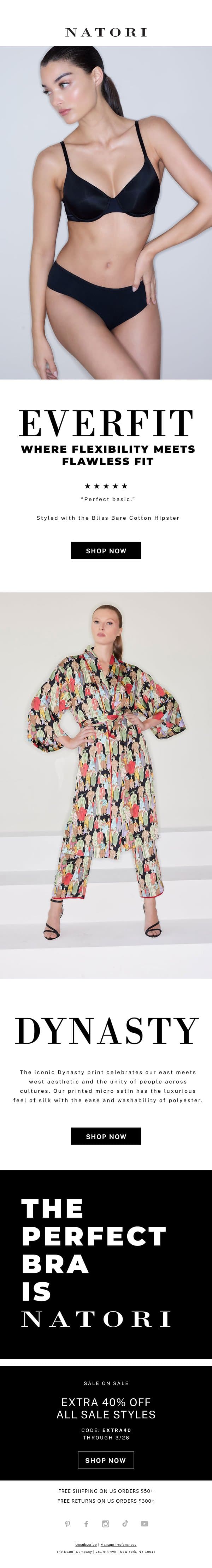 Where Flexibility Meets a Flawless Fit email from Natori screenshot
