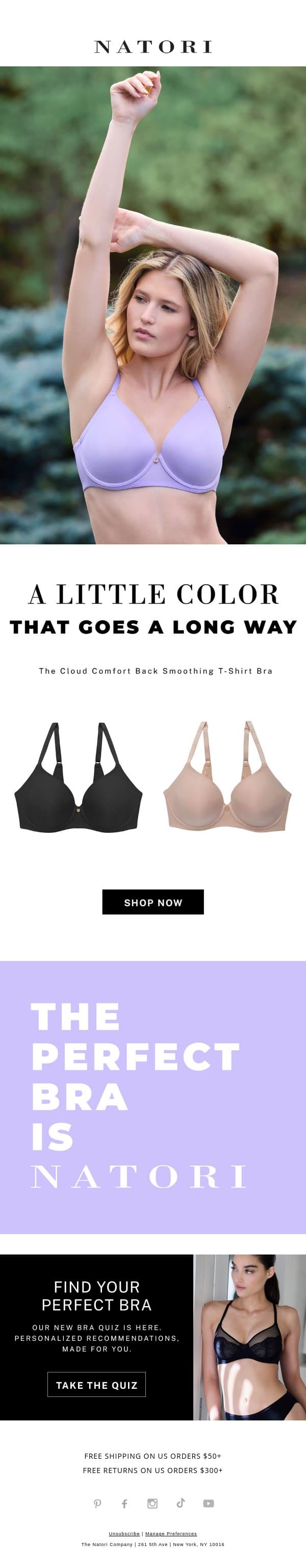Smooth Under Everything email from Natori screenshot