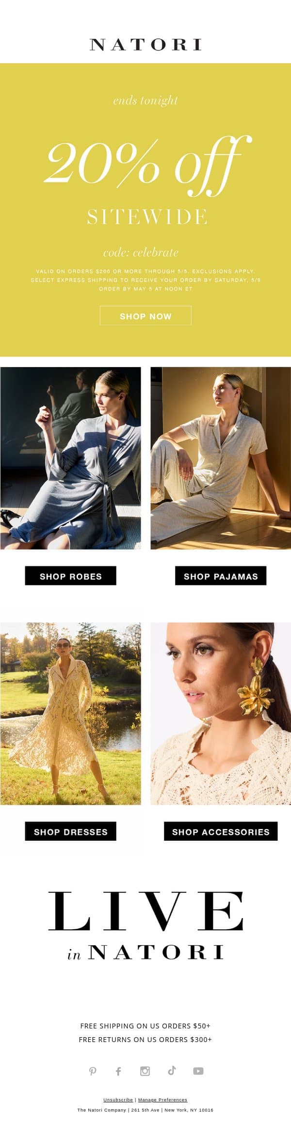 Last Chance: 20% Off—Order with Express Shipping email from Natori screenshot