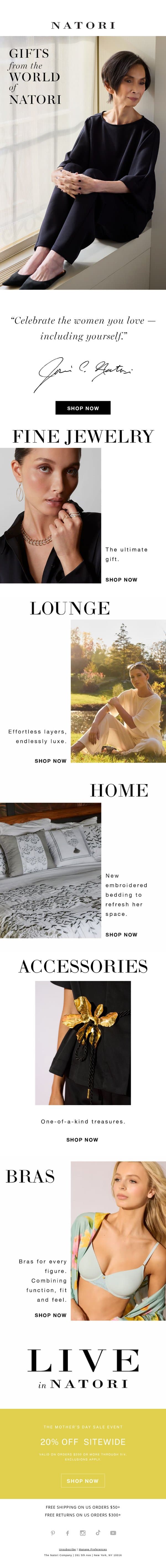 Gifts from the World of Natori email from Natori screenshot