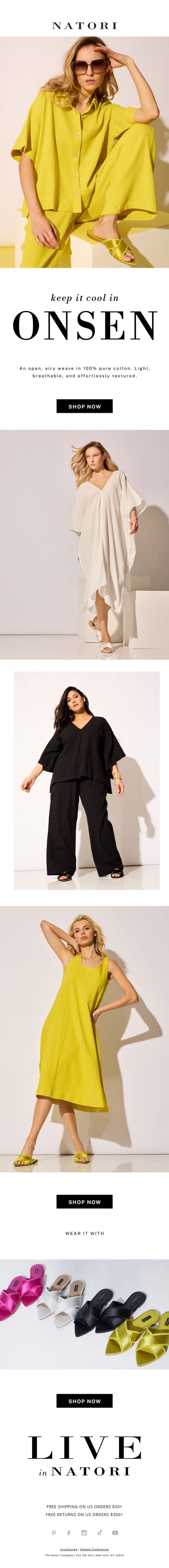 Lounge Better. 100% Cotton. email from Natori screenshot