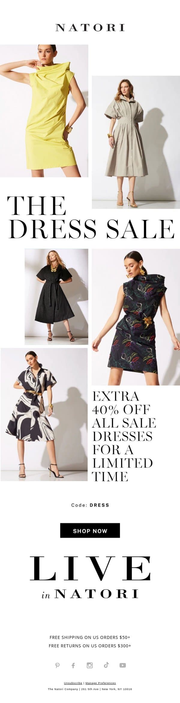 The Dress Sale Is Back: Extra 40% Off email from Natori screenshot