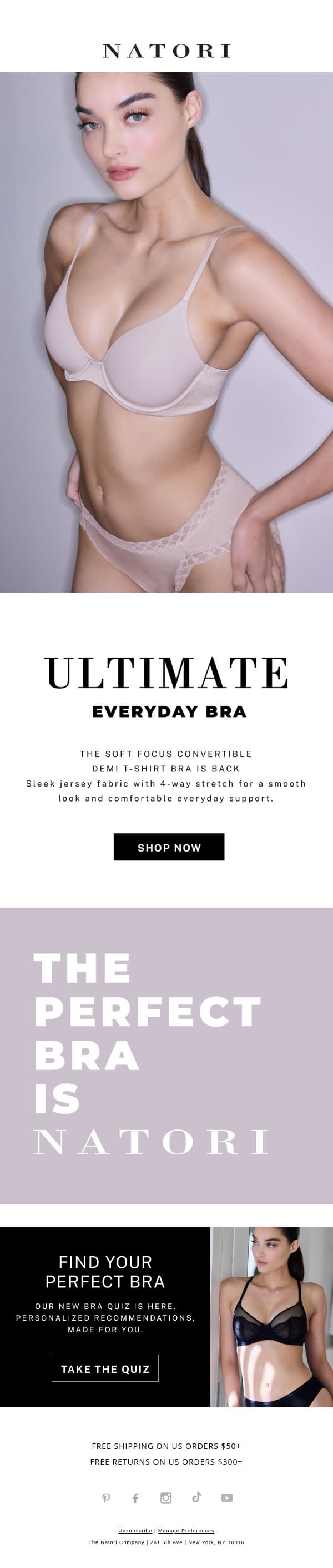 The Ultimate Everyday Bra email from Natori screenshot