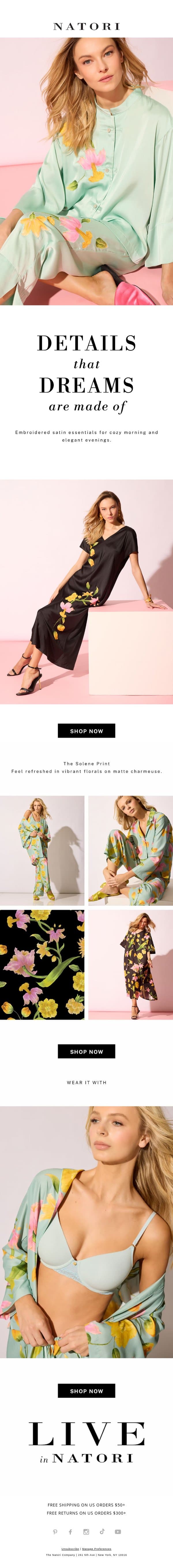 Bloom Into Spring With Floral PJs email from Natori screenshot