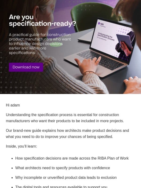 How architects choose products and how to get selected email from NBS