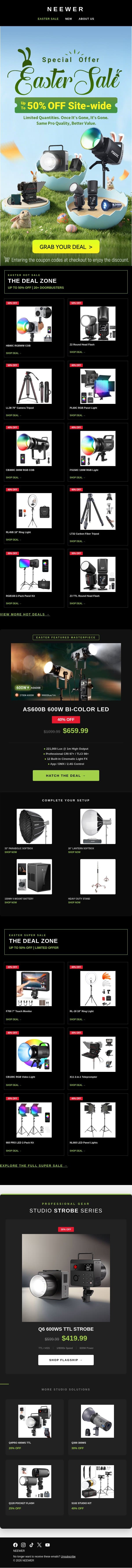 🐣 Easter Sale is LIVE: Up to 50% OFF! email from Neewer screenshot