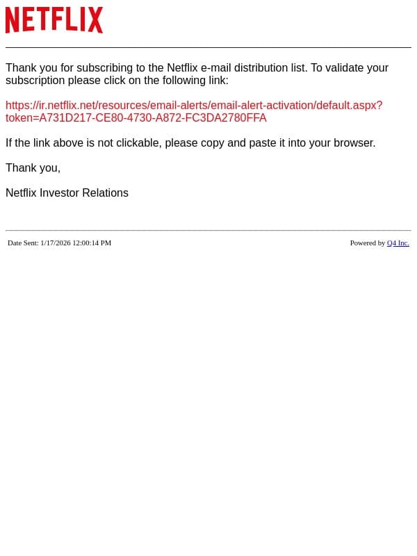 Netflix Website - Validate Account email from Netflix screenshot