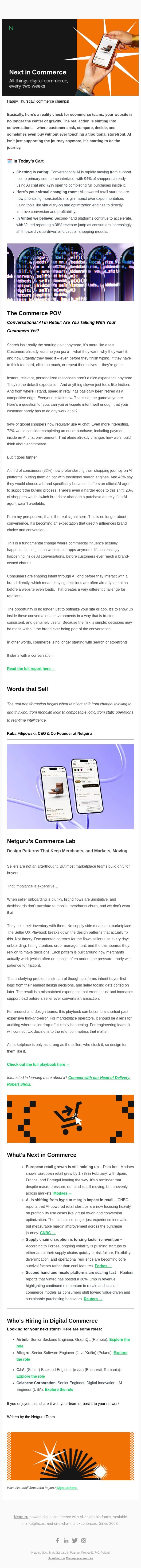 72% customers are ready to buy in AI chat | Is your brand even there? email from Netguru screenshot