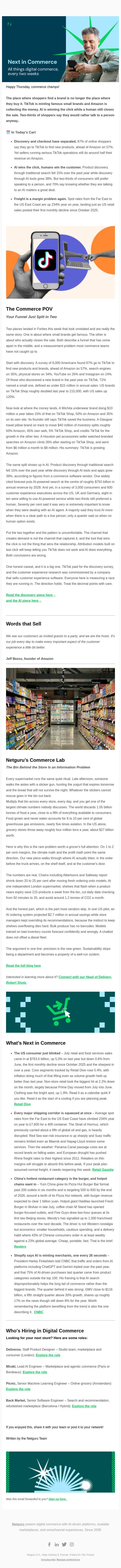67% find what they need on TikTok, then buy on Amazon email from Netguru screenshot