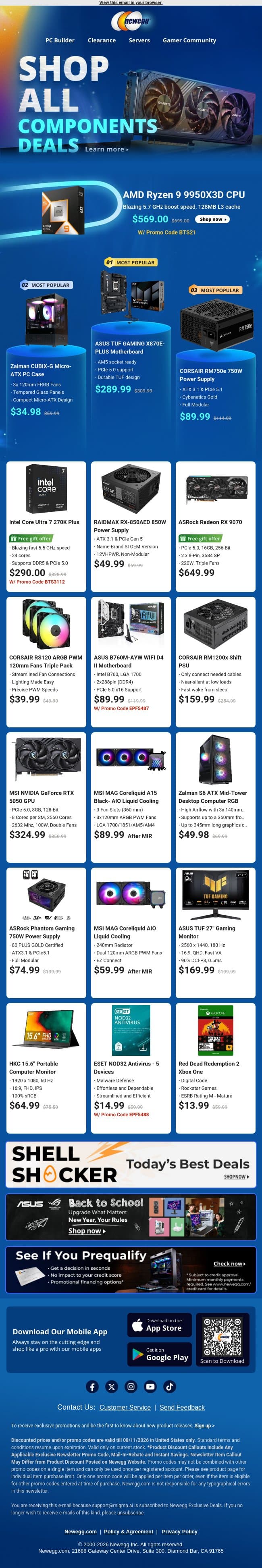 🖥️ Top Desktop CPUs & Power Supplies Await email from Newegg screenshot