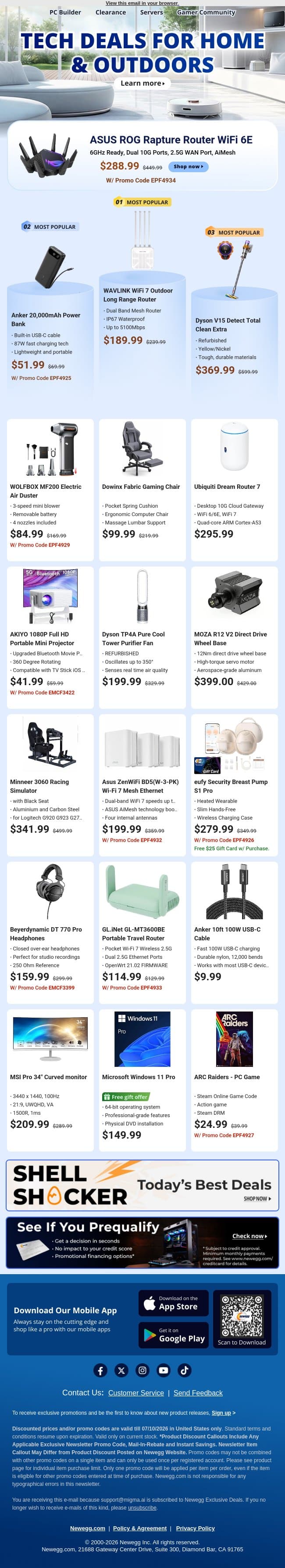 📡 Wireless Routers & Mesh Wifi on Sale email from Newegg screenshot