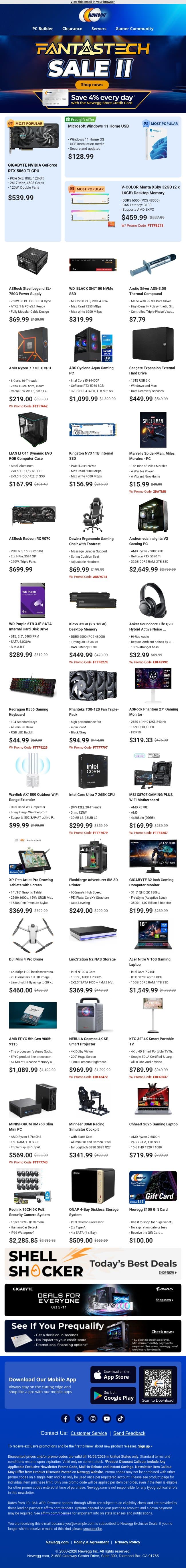 Gaming PCs & SSDs at Unbeatable Prices 🎮 email from Newegg screenshot
