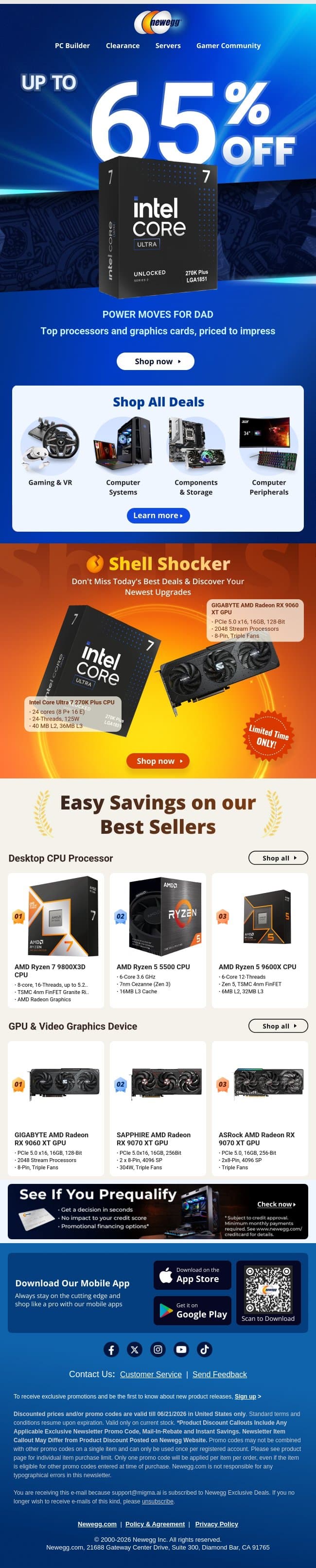 Super Dad, Super Savings: Up to 65% Off email from Newegg screenshot