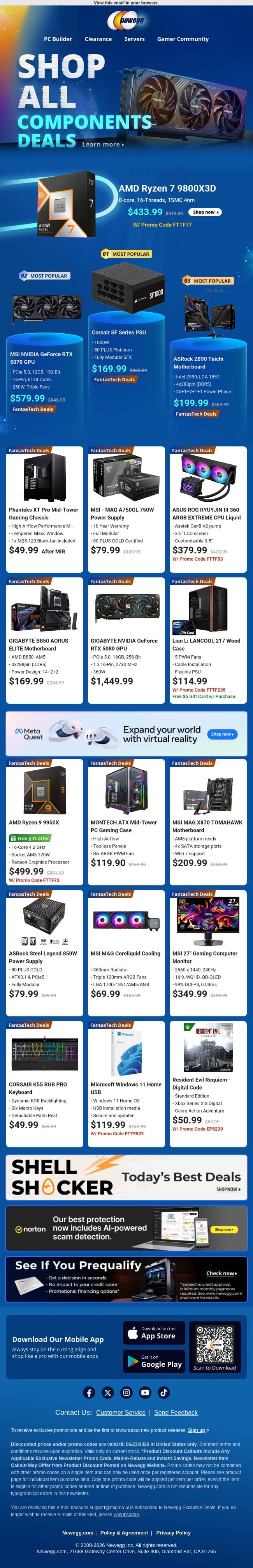 Build Like a Boss! 🦾🛠️ Up to $260 off ASRock Z890 Motherboard! email from Newegg screenshot