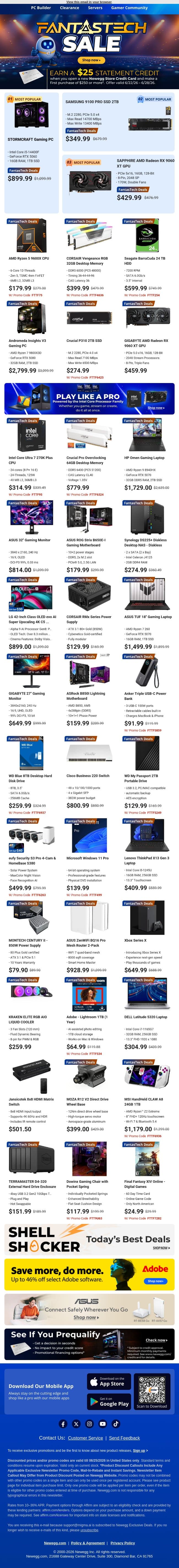 Newegg Is Pulling Out All the Stops for FantasTech! email from Newegg screenshot