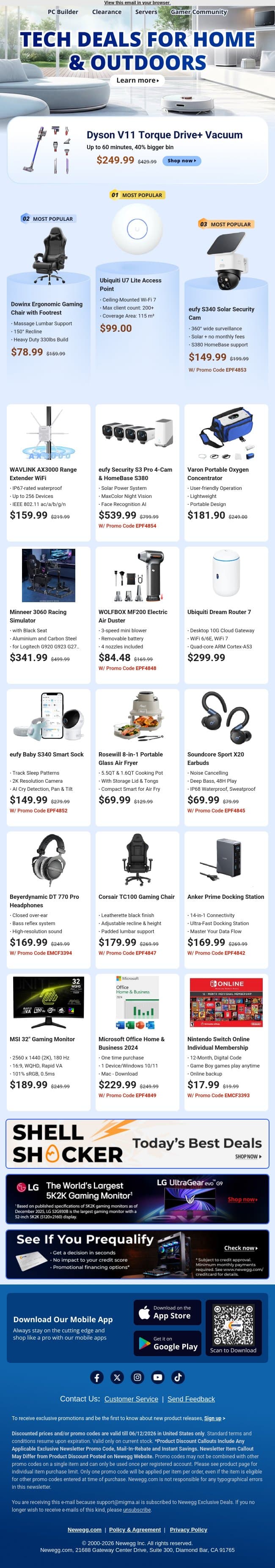 📹 Enhance Your Security with IP Cameras & Vacuums email from Newegg screenshot