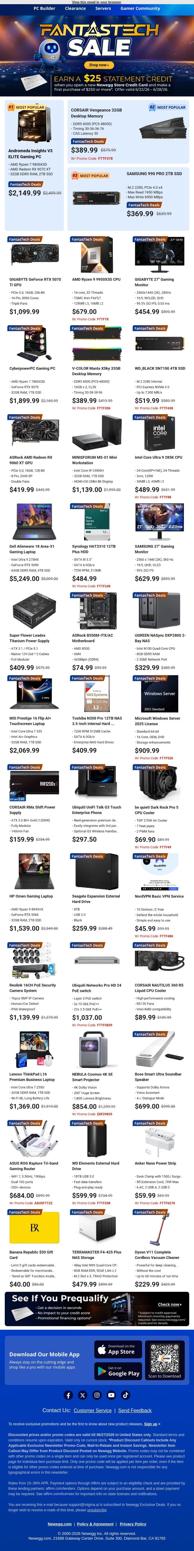 ⌛ There’s Still Time! FantasTech Sale’s Still here! email from Newegg screenshot