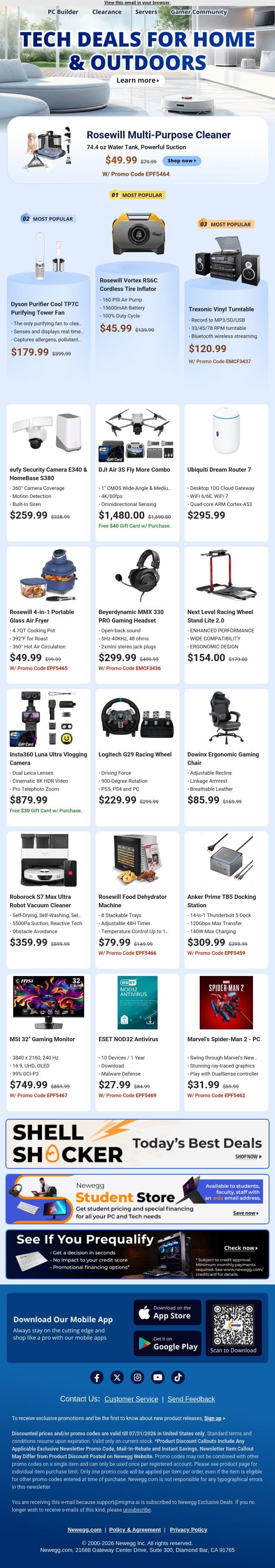 📷 Capture and Clean: Action Cameras & Towels email from Newegg screenshot