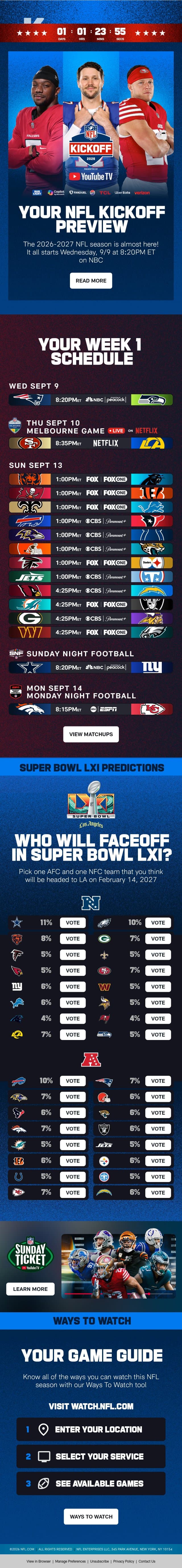 It All Starts This Week. Football Is BACK 🏈 email from NFL screenshot
