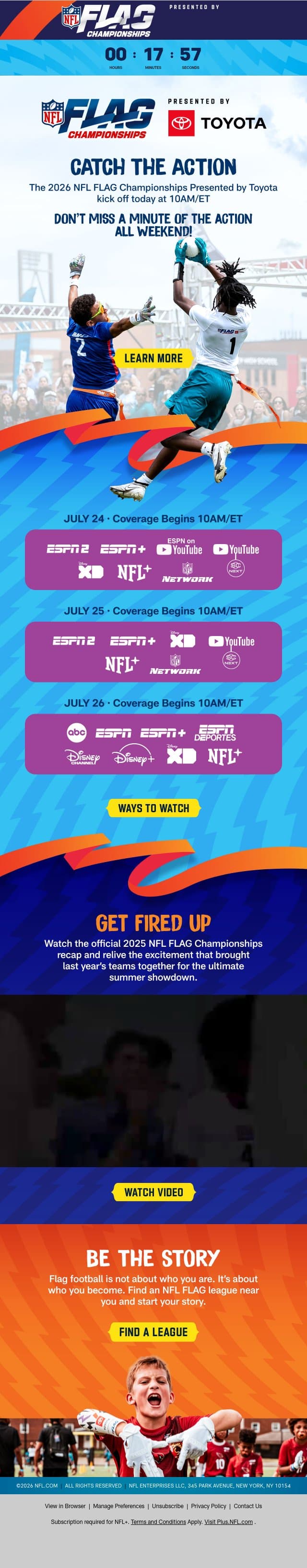 🏆 It's Here: NFL FLAG Championships Start Today! email from NFL screenshot