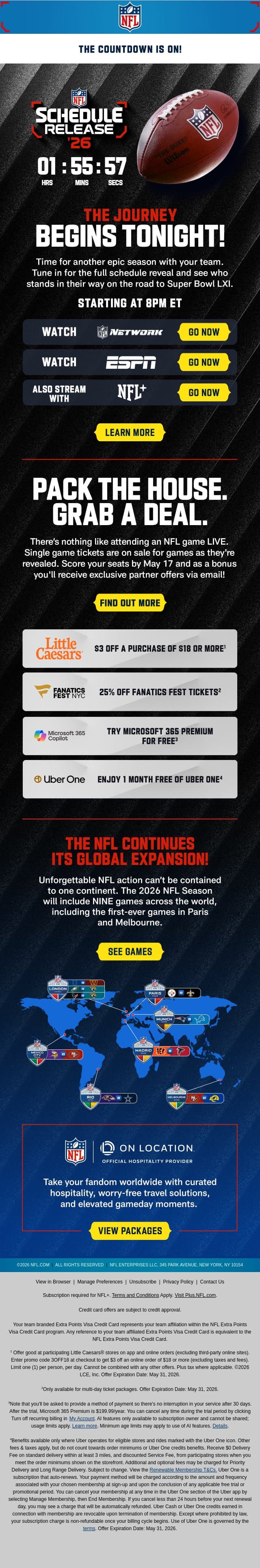 🚨TONIGHT @8PM ET: All The Matchups Revealed email from NFL screenshot