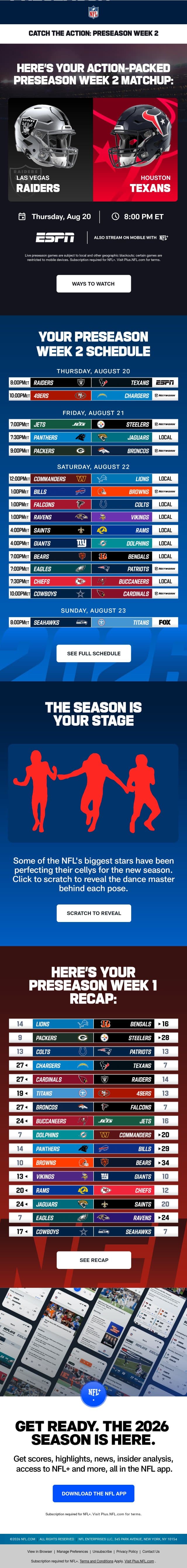 🔥 Preseason Week 2 Is About To Hit The Field! email from NFL screenshot