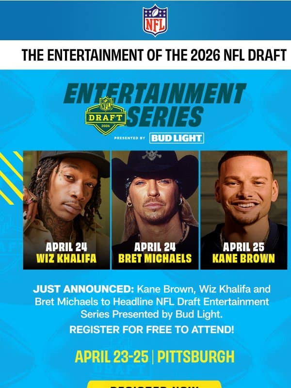 🚨JUST ANNOUNCED: Headlining Acts For The NFL Draft email from NFL