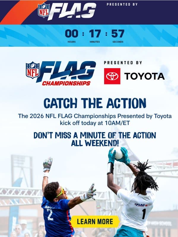 🏆 It's Here: NFL FLAG Championships Start Today! email from NFL